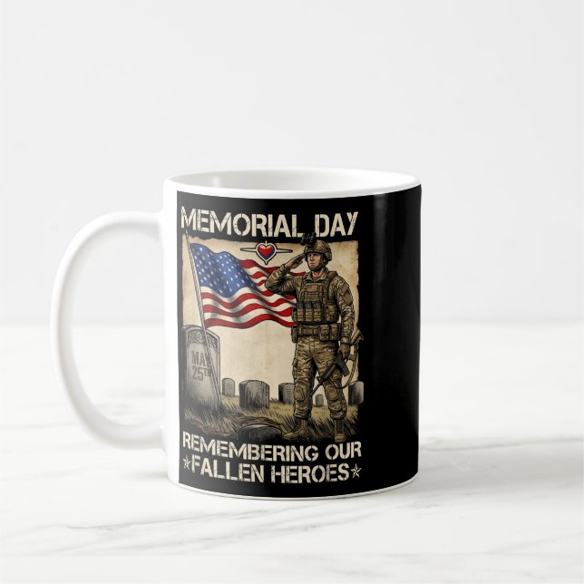 Minnesdagen Minns Fallna Hjältar Patriotisk Kaffemugg (Vänster)