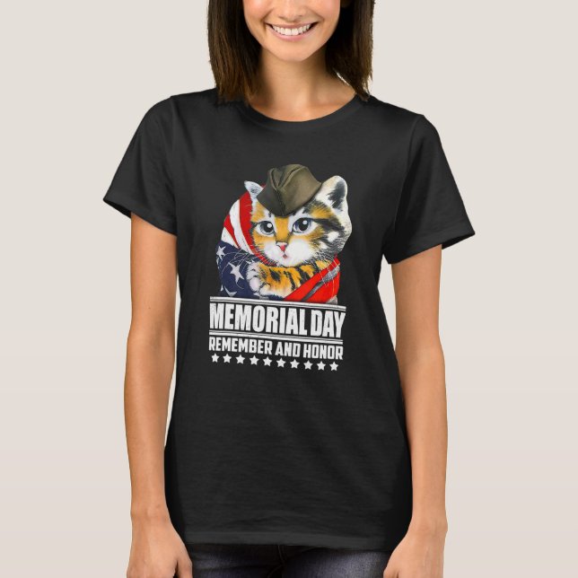 Minnesdagen minns och hedrar Cats Veteran Ameri T Shirt (Framsida)