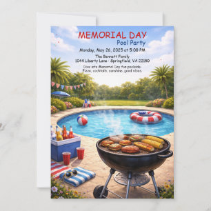 Minnesdagen Poolparty   Sommarfirande Inbjudningar