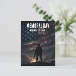 Minnesdagen Stjärnor och Ränder Soldat Tribute Vykort