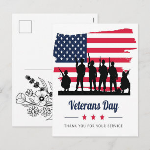 Minnesdagen Veteraner Hyllning Amerikansk Flagga 2 Helg Vykort
