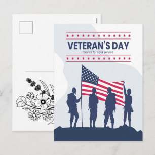 Minnesdagen Veteraner Tribut Amerikansk Flagga 202 Helg Vykort