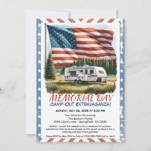Minnesdags campingfest Invitation Inbjudningar (Framsida)