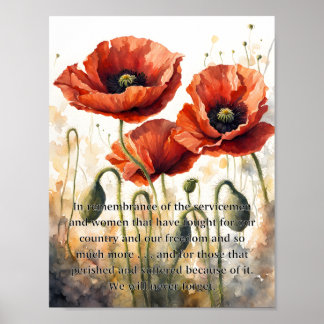 Minnesdags- och veteranens dag vallmoaffisch poster