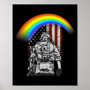 Minnesdags regnbåge amerikansk flagga lgbtq militä poster