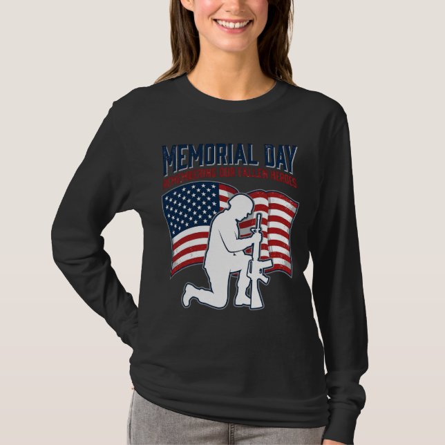 Minnesdags T-shirt för Fallna Hjältar Patriotisk S (Framsida)