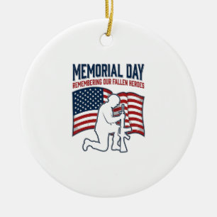 Minnesdags T-shirt för Fallna Hjältar Patriotisk S Julgransprydnad Keramik