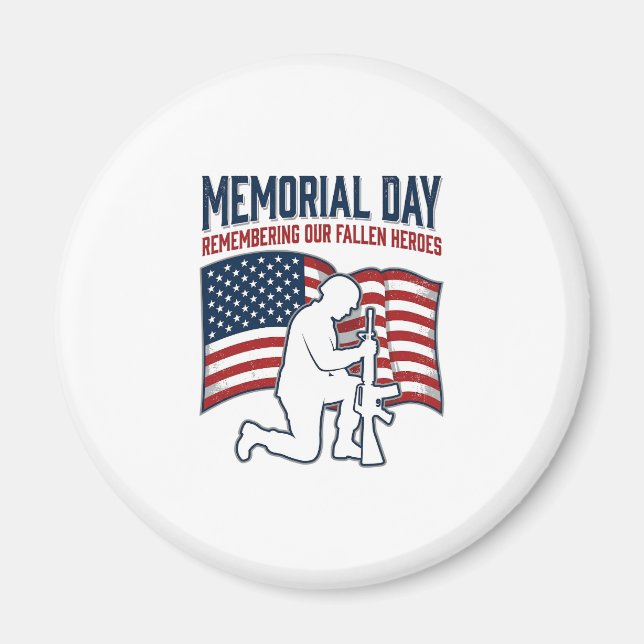 Minnesdags T-shirt för stupade hjältar patriotisk  Magnet (Framsidan)