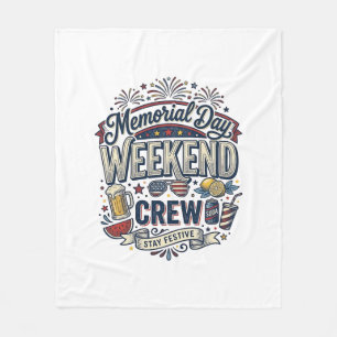 Minnesdagshelgens Crew Vintage Patriotisk Tröja_ Fleecefilt