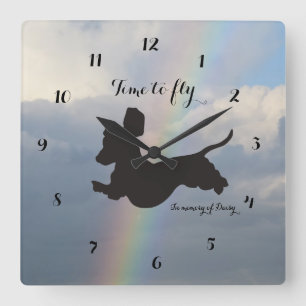 Minnesfack för regnbåge Dachshund Wall Clock Fyrkantig Klocka