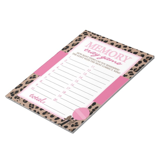 Minnesfack Leopard och Rosa Baby Shower-spelpaket Anteckningsblock (Vinklad)