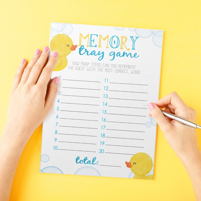 Minnesfack Rubber Anka Baby Shower Game Pack Anteckningsblock (Memory Tray Watercolor Rubber Duck Baby Shower Game Pack of 40 Answer Sheets)