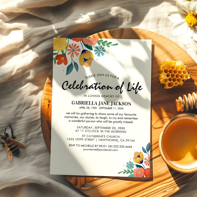 Minnesfärgad Blommigt | Firande i Life Inbjudningar (Skapare uppladdad)