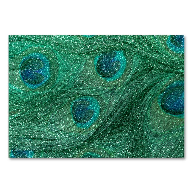 Minnesfjädrar i grönt glitter bordsnummer (Framsidan)