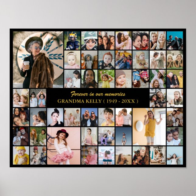 Minnesfoto Collage 50 Bilder Till Minne Av En Älsk Poster (Framsidan)