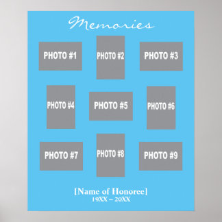 Minnesfoto collage med färgad bakgrund poster
