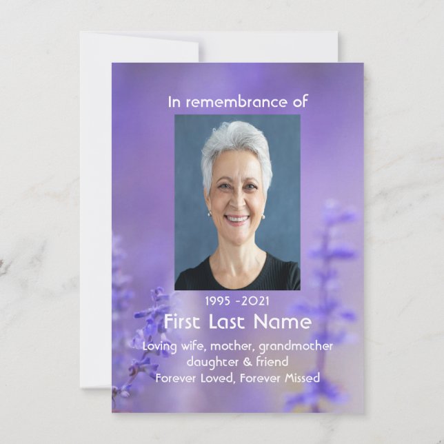 Minnesfoto Gebet Lavendel Kolibri Trädgård  Anteckningskort (Baksida)