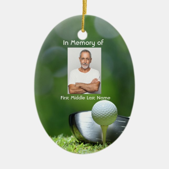 Minnesfoto Golfare Golfbana Golf Julgransprydnad Keramik (Framsidan)