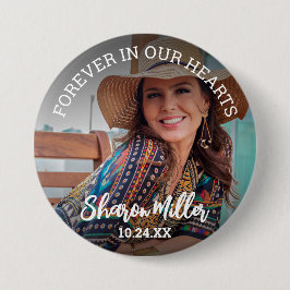 Minnesfoto-knapp 'För alltid i våra hjärtan'  Knapp