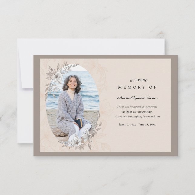 Minnesfototackkort för Blommigt Tack Kort (Framsida)