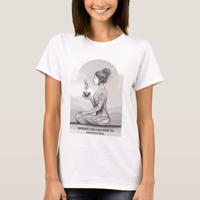 Minnesfull Espresso Zen Meditation One Shot Buddha T Shirt (Framsida)