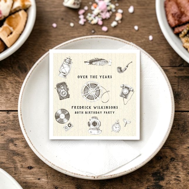 minnesgata vintage 80-årsdag pappersservett (Skapare uppladdad)