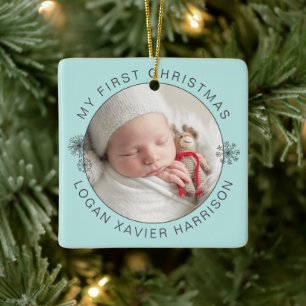 Minnesgåva Baby:s första julfoto Julgransprydnad Keramik