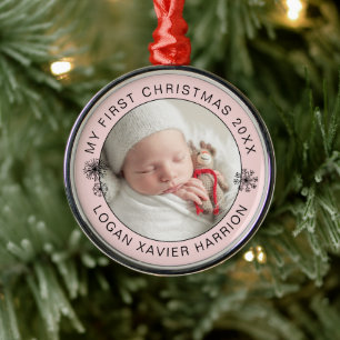 Minnesgåva Baby's Första Jul Foto Julgransprydnad Metall