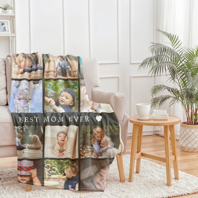 Minnesgåva Bästa mamma någonsin Foto Collage Mors  Fleecefilt (Keepsake Best Mom Ever Photo Collage Mothers Day Fleece Blanket)