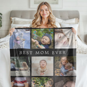 Minnesgåva Bästa mamma någonsin Foto Collage Mors Fleecefilt