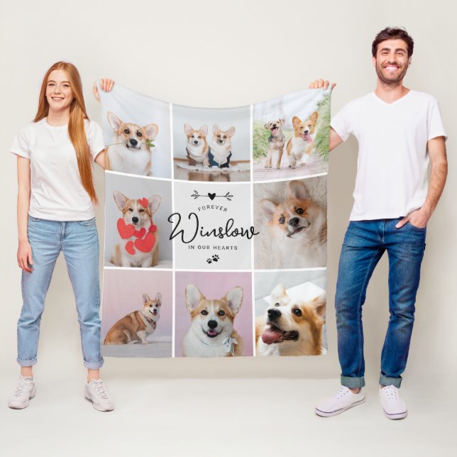 Minnesgåva för husdjur Förlorad hund Minnescollage Fleecefilt (På plats)