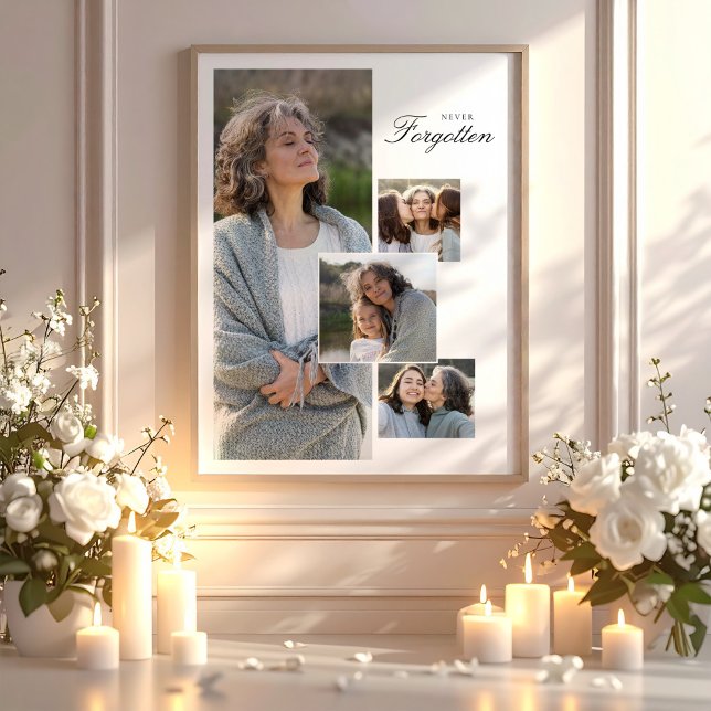 Minnesgåva Foto Collage Sorgpresent Poster (Memorial Tribute Photo Collage Bereavement Gift Poster, Funeral Favors)