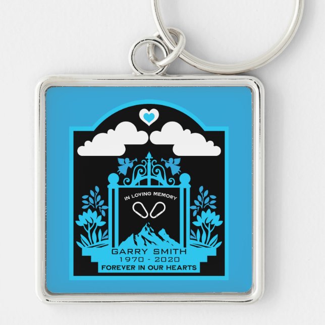 Minnesgåva från Mountain Kliber Fyrkantig Silverfärgad Nyckelring (Framsidan)