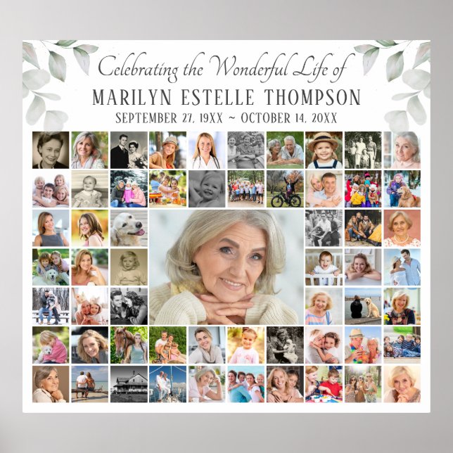 Minnesgudstjänst 59 Foto Collage Firande av Liv Poster (Framsidan)