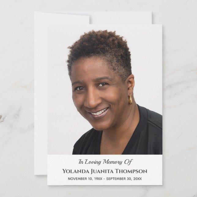 Minnesgudstjänst Begravning Personlig Foto Sorg Ko Tack Kort (Framsida)