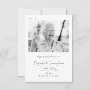 Minnesgudstjänst Elegant Enkel Modern Chic Foto Tack Kort