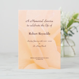 Minnesgudstjänst för Floral Peach Rose Inbjudningar