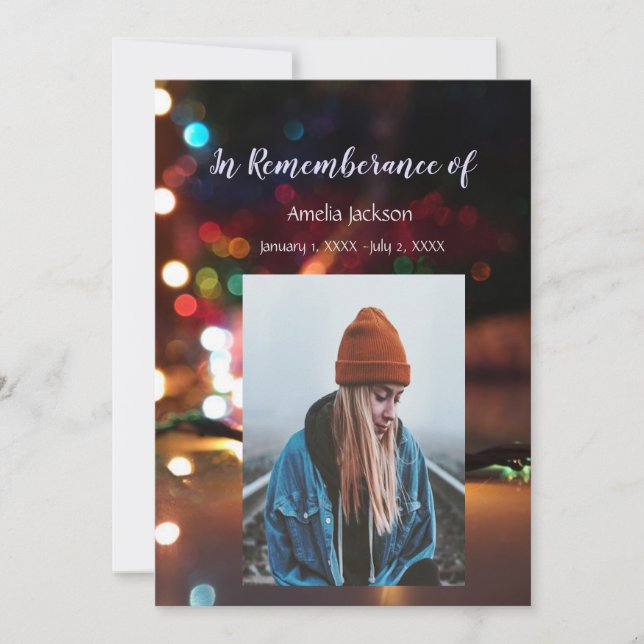 Minnesgudstjänst Inbjudan Julbelysning (Framsida)