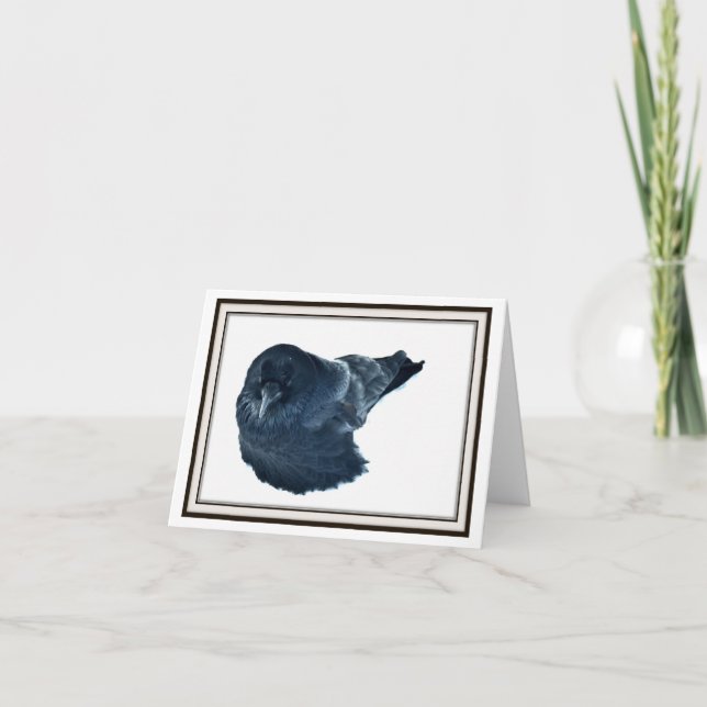 Minneshälsningskort - Kråka i vinterförslutning Tack Kort (Framsida)