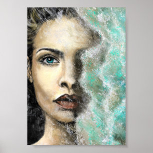 Minneshav Poster målning Art Woman Ansikte