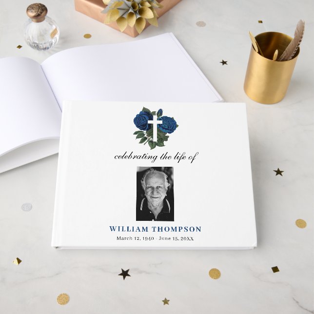 Minneshögtid för fotobegravning gästböcker (Framsida Öppen)