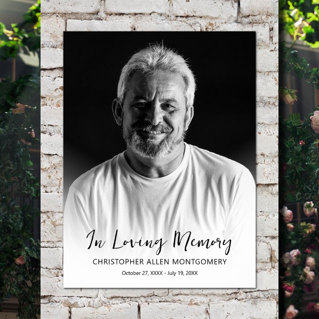 Minneshögtid med foto begravning poster (In Loving Memory Photo Memorial Funeral Poster - INSTANT DOWNLOAD or PRINTED (framed, too))