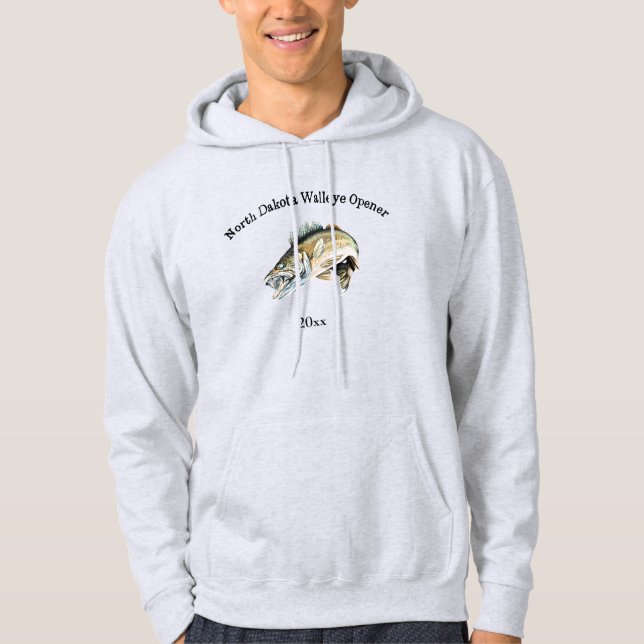 Minneshögtid North Dakota Walleye Fishing Open Hoodie (Framsida)