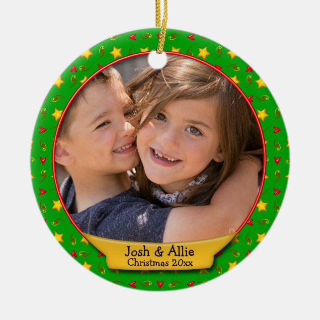 Minneshögtider - Hjärter och stjärnor Julgransprydnad Keramik (Framsidan)