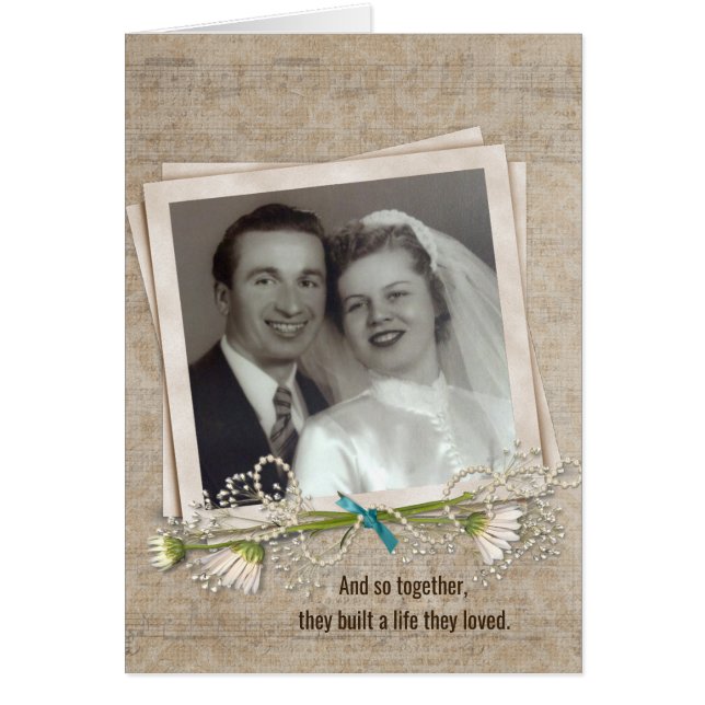 Minnesinbjudan på årsdagen med fotot ram hälsningskort (Framsidan)