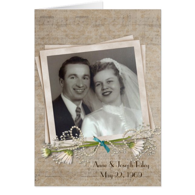 Minnesinbjudan på årsdagen med fotot ram hälsningskort (Framsidan)