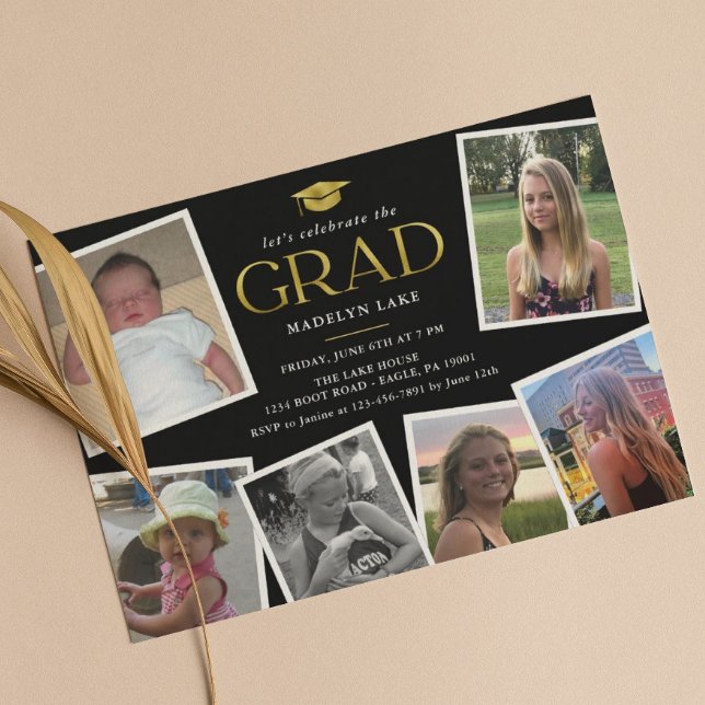 Minneskartans fotokollage Grad Party Inbjudningar (Skapare uppladdad)