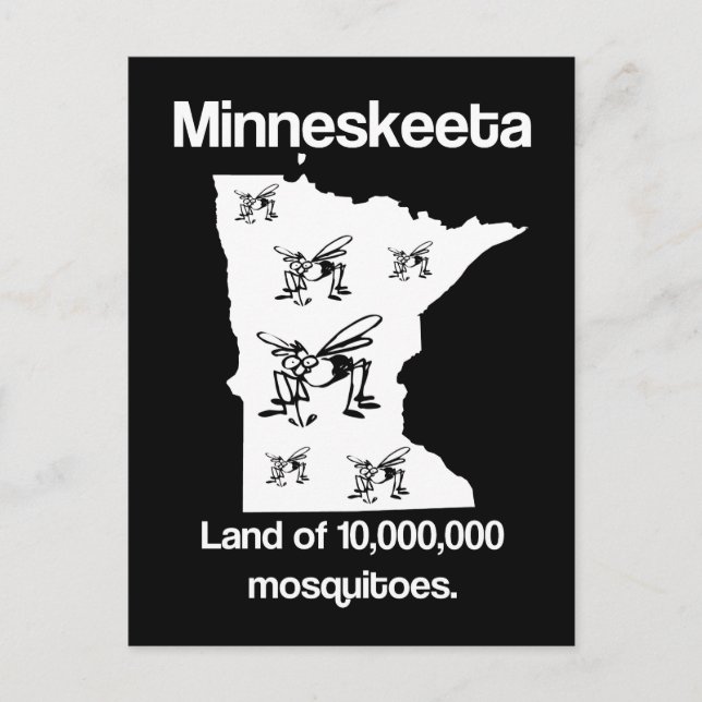 Minneskeeta Land Mosquitoes Funny MN Postcard Vykort (Framsida)