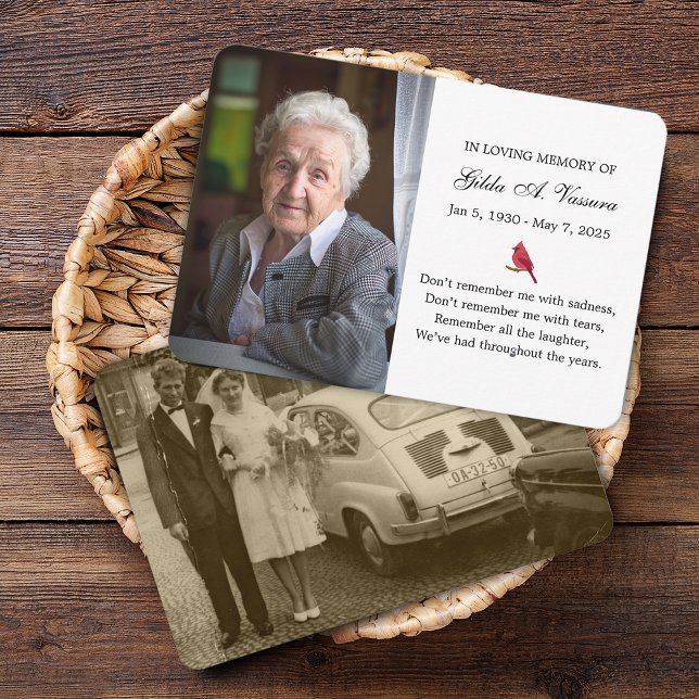 Minneskort 2 Foto Kardinal (Memorial Card 2 Photo Cardinal)