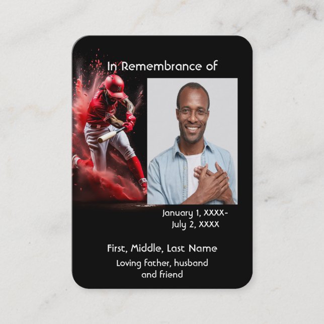 Minneskort Baseboll Softboll  Match Visitkort (Framsida)